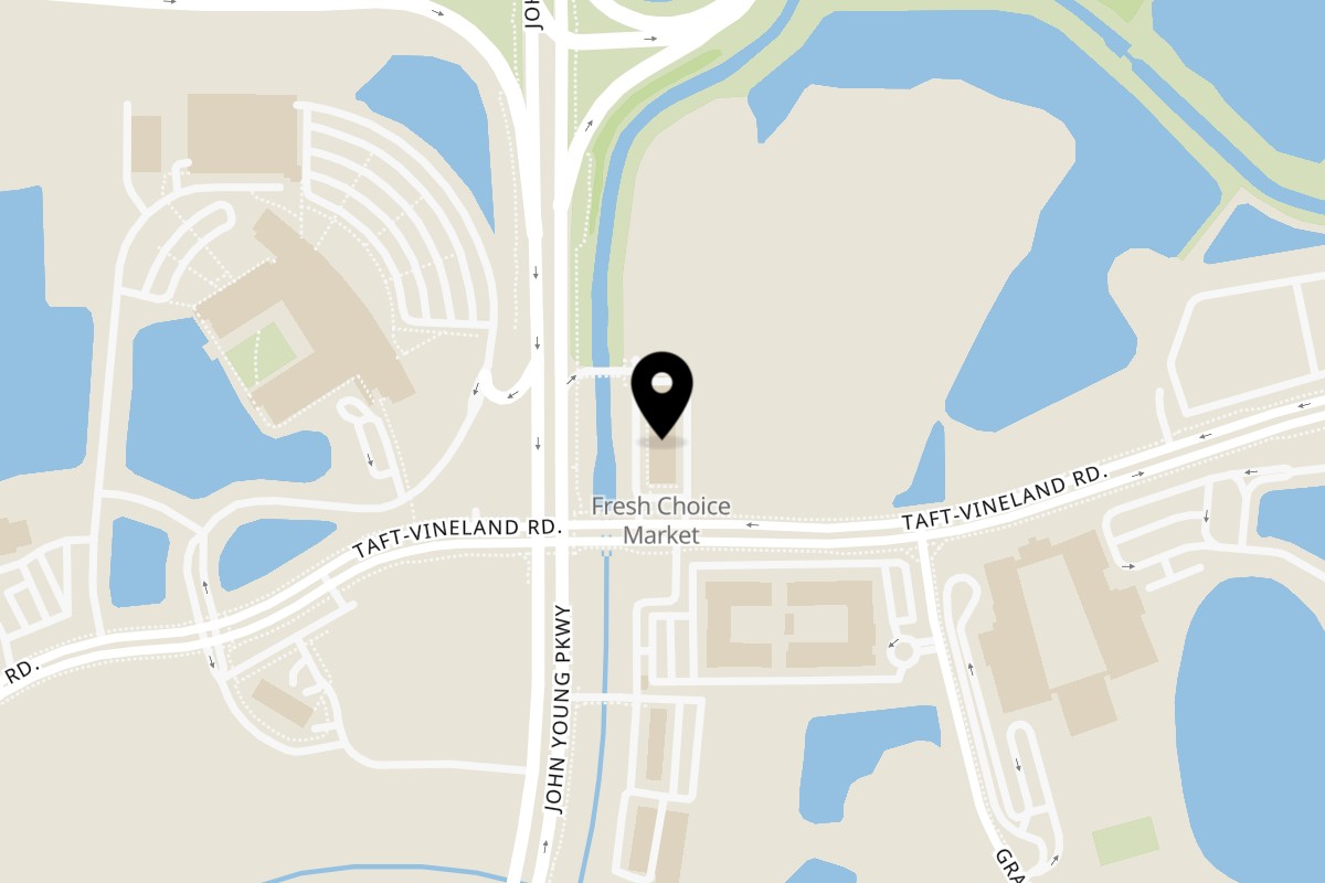 Map showing the location of Beef Bae on 10249 S John Young Pkwy #109 in Orlando