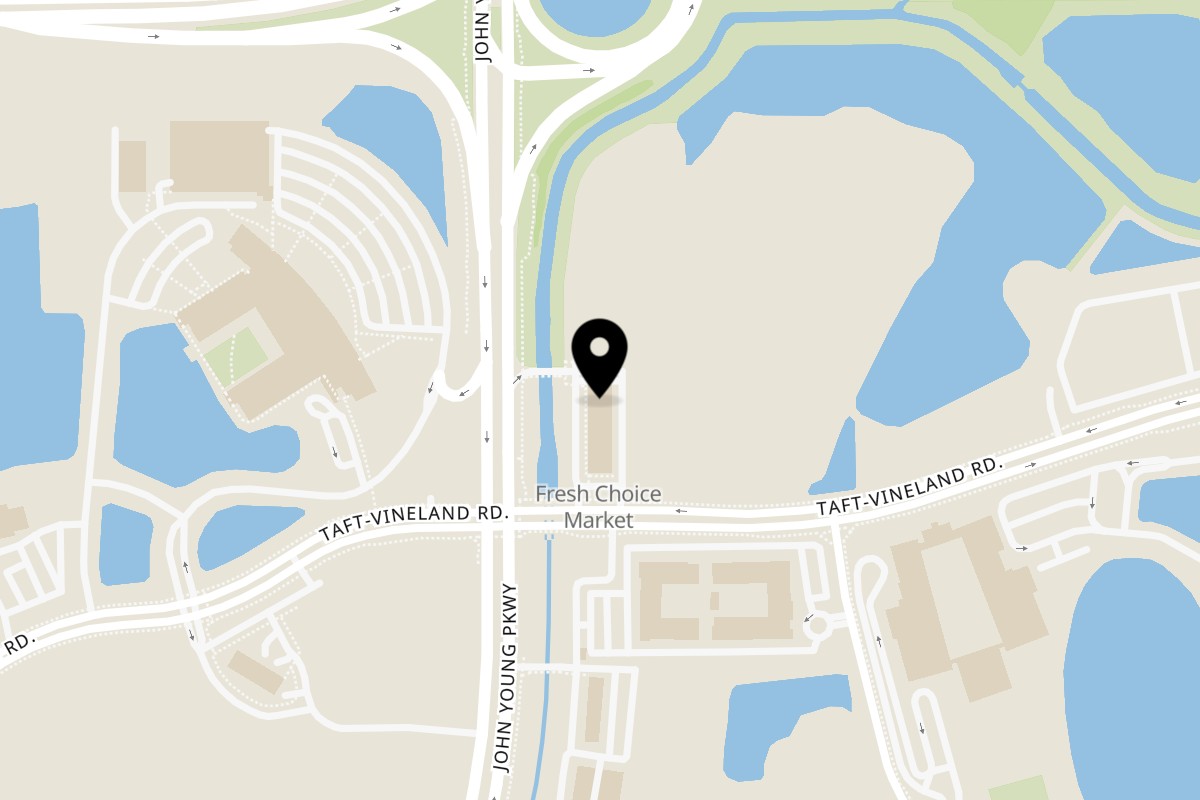 Map showing the location of Beef Bae on 10249 S John Young Pkwy 109 109 in Orlando
